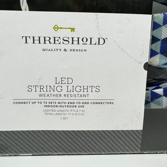 NEW Set Of 2 Threshold Blue Triangles String Lights 10ct Outdoor Patio Party - Picture 4 of 5